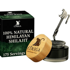 Chuga Shilajit resin 35g jar on white background