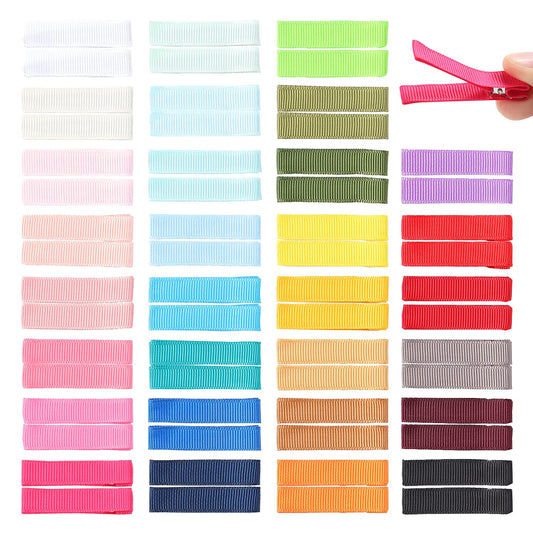 Cinaci 60-pack 2-inch alligator clips closeup with durable grosgrain wrap