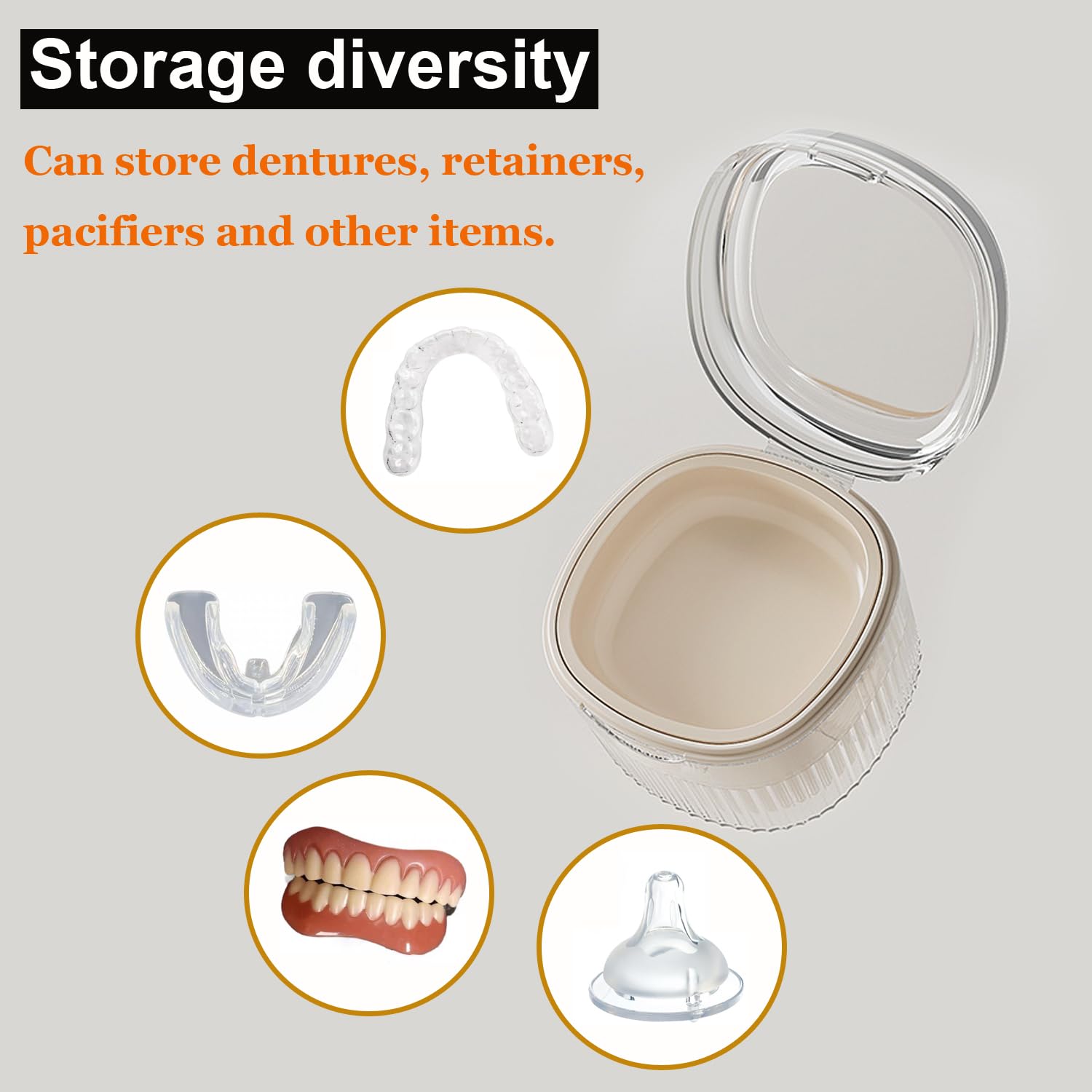 Mouthguard, denture and retainer storage in case