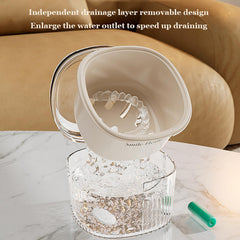 Compact denture cleaning case for travel