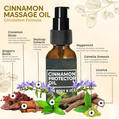 Cinnamon Protector Oil bottle label close-up
