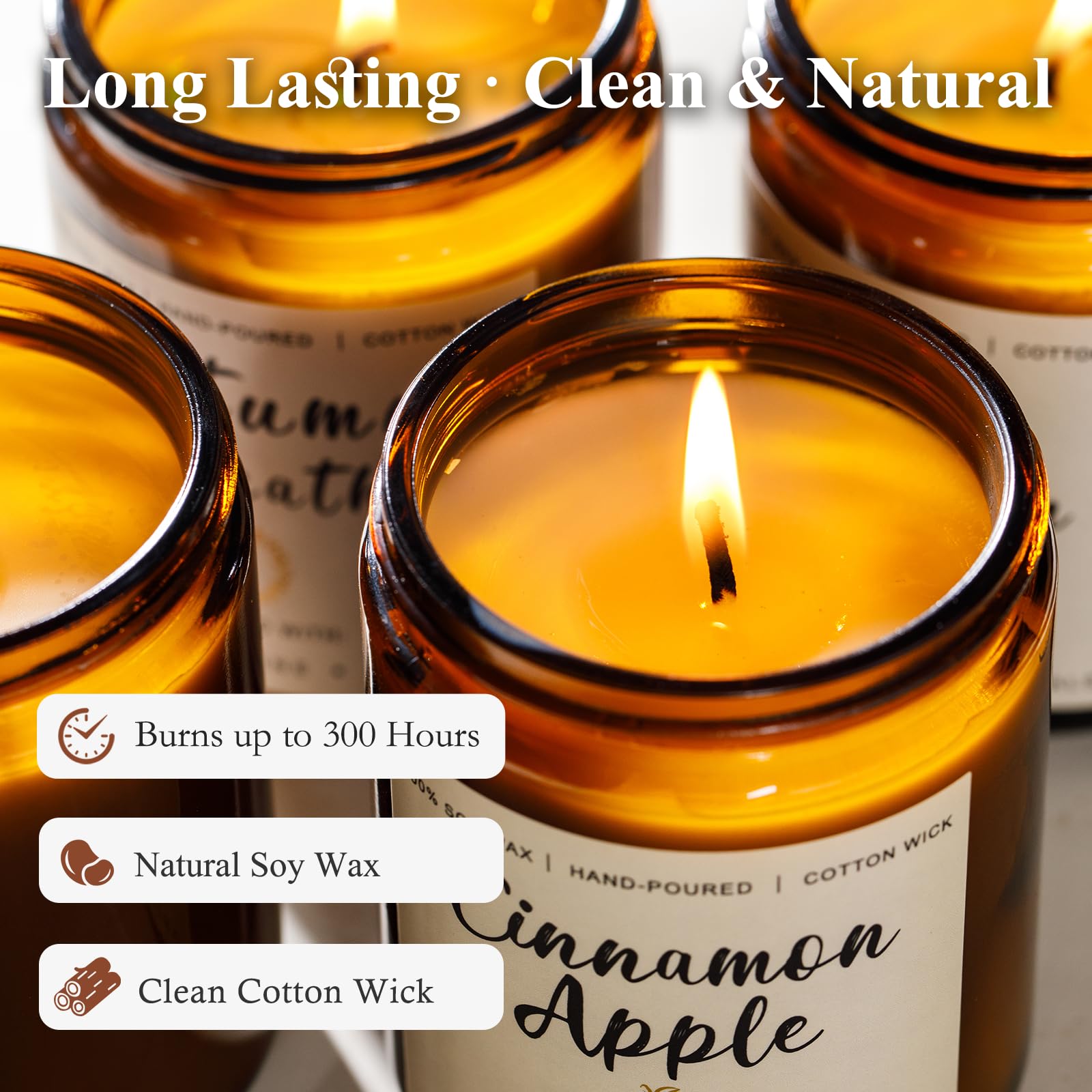 Cinnamon scented soy candle with warm glow