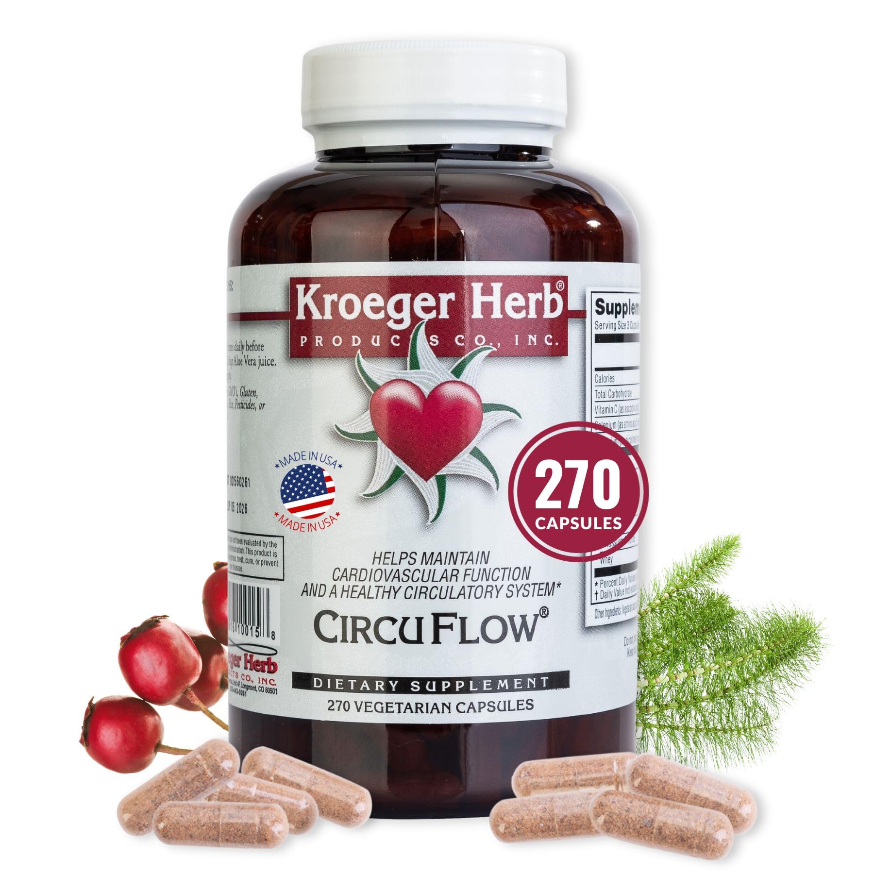 Bottle of Circu Flow Hawthorn heart support capsules