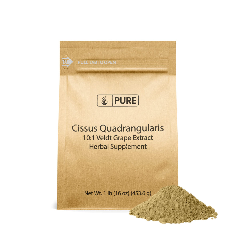Front view of Pure Original Cissus Quadrangularis powder in 1lb container