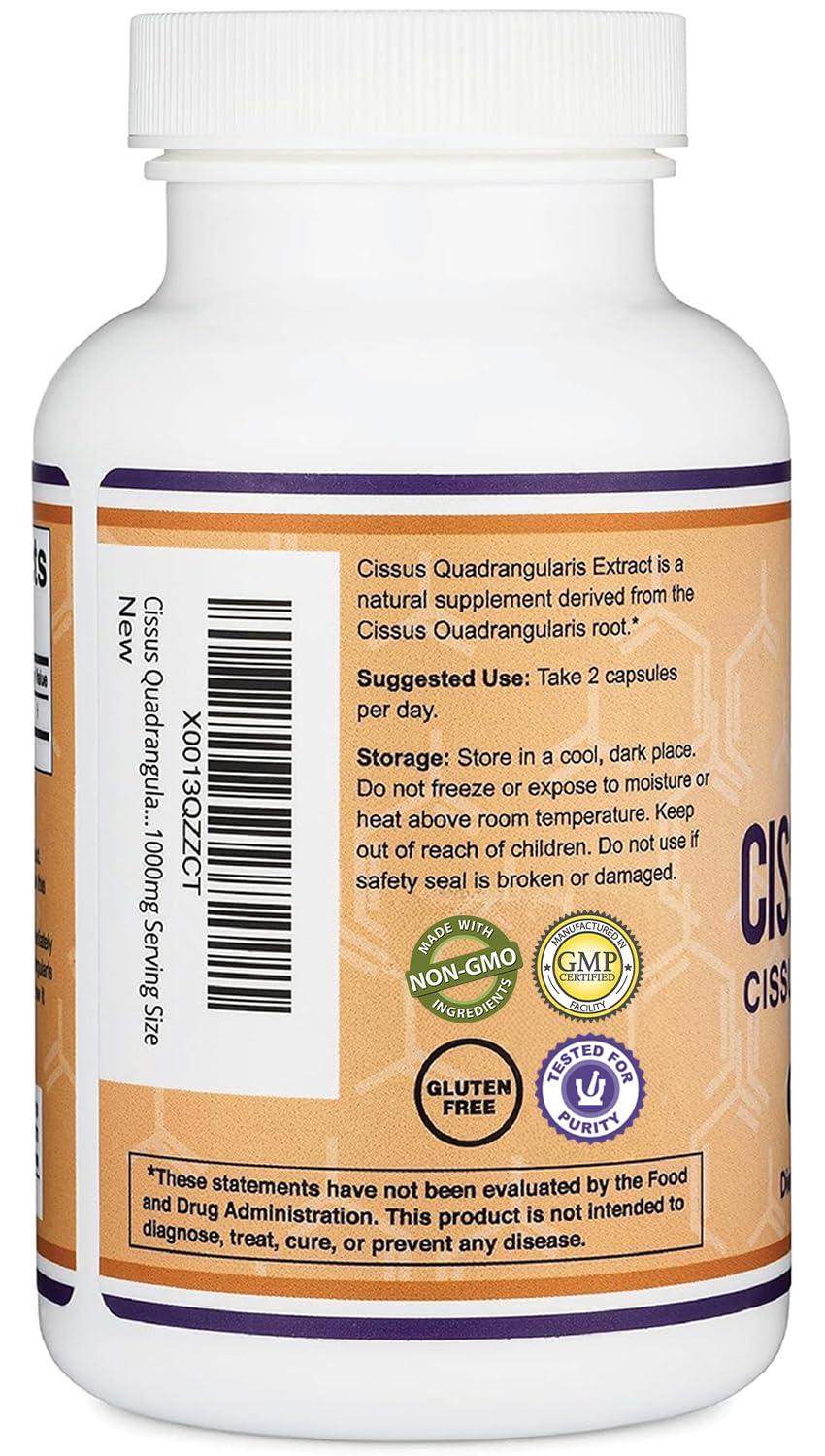 Dietary supplement bottle showing Non-GMO and Gluten Free indicators