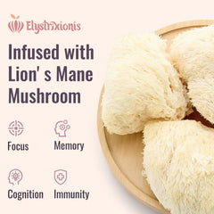 Graphic showing 1000mg Citicoline and 500mg Lion's Mane per serving