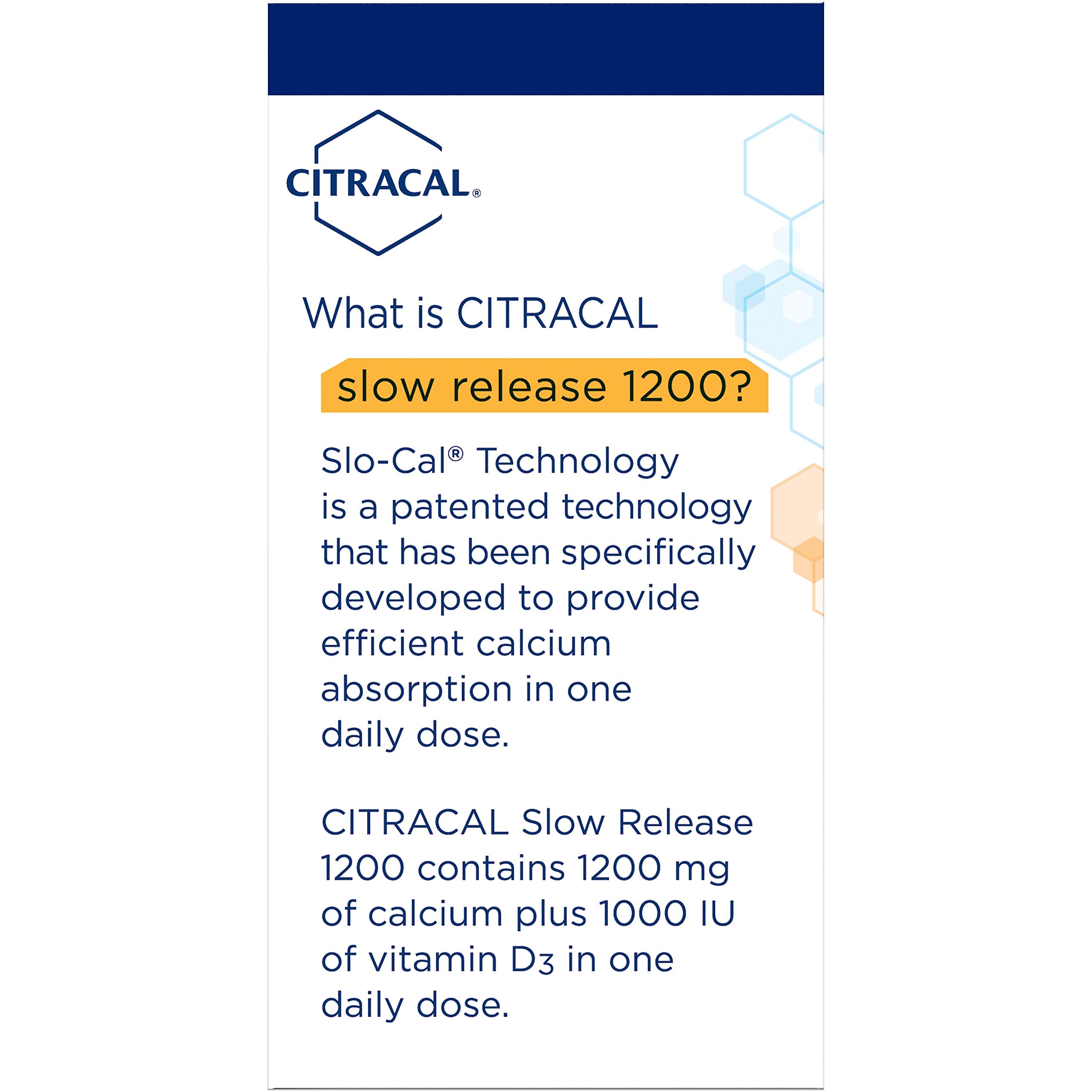 Supplement facts label for Citracal Calcium + D Slow Release 1200mg