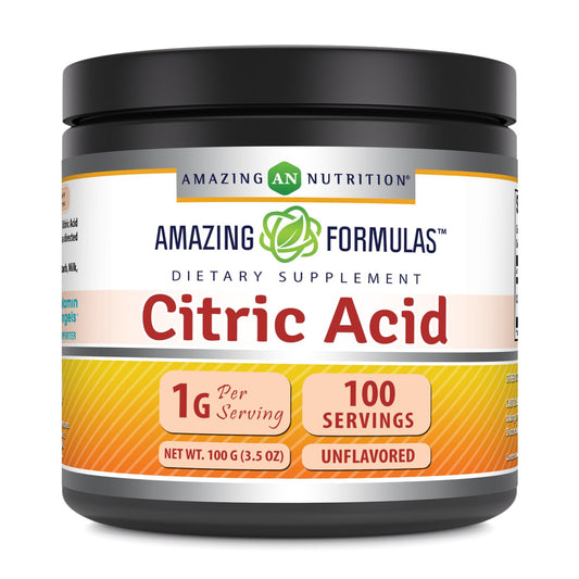 Front view of Amazing Formulas Citric Acid Powder 1g serving