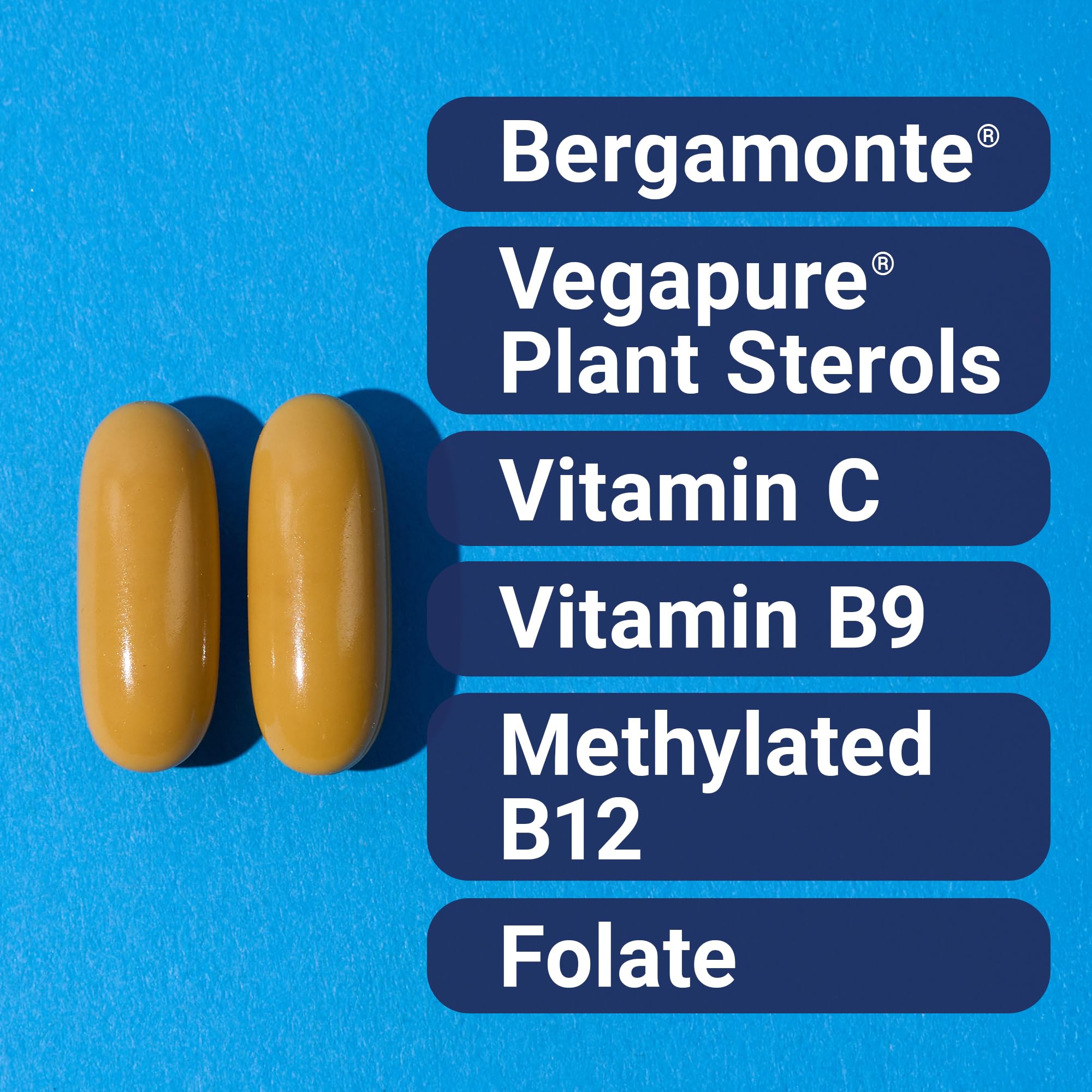 Ingredients: Bergamonte citrus extract and Vegapure plant sterols