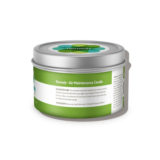 Close-up of CitriSafe Remedy candle label with citrus botanical blend