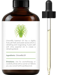 Amber glass bottle with dropper for citronella essential oil