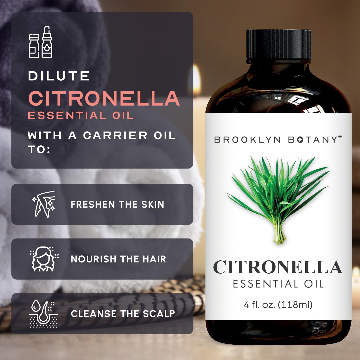Close-up of Brooklyn Botany citronella oil label