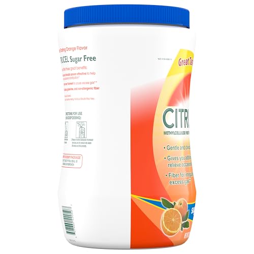 Close-up of a nutrition facts area on Citrucel packaging