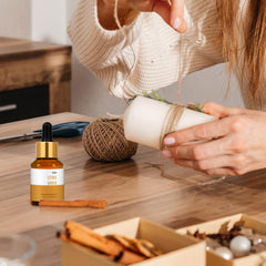 Diffuser setup featuring Citrus Amber fragrance oil in a home scene
