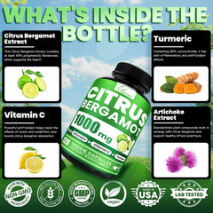 Bottle and packaging of Citrus Bergamot 1000mg supplement