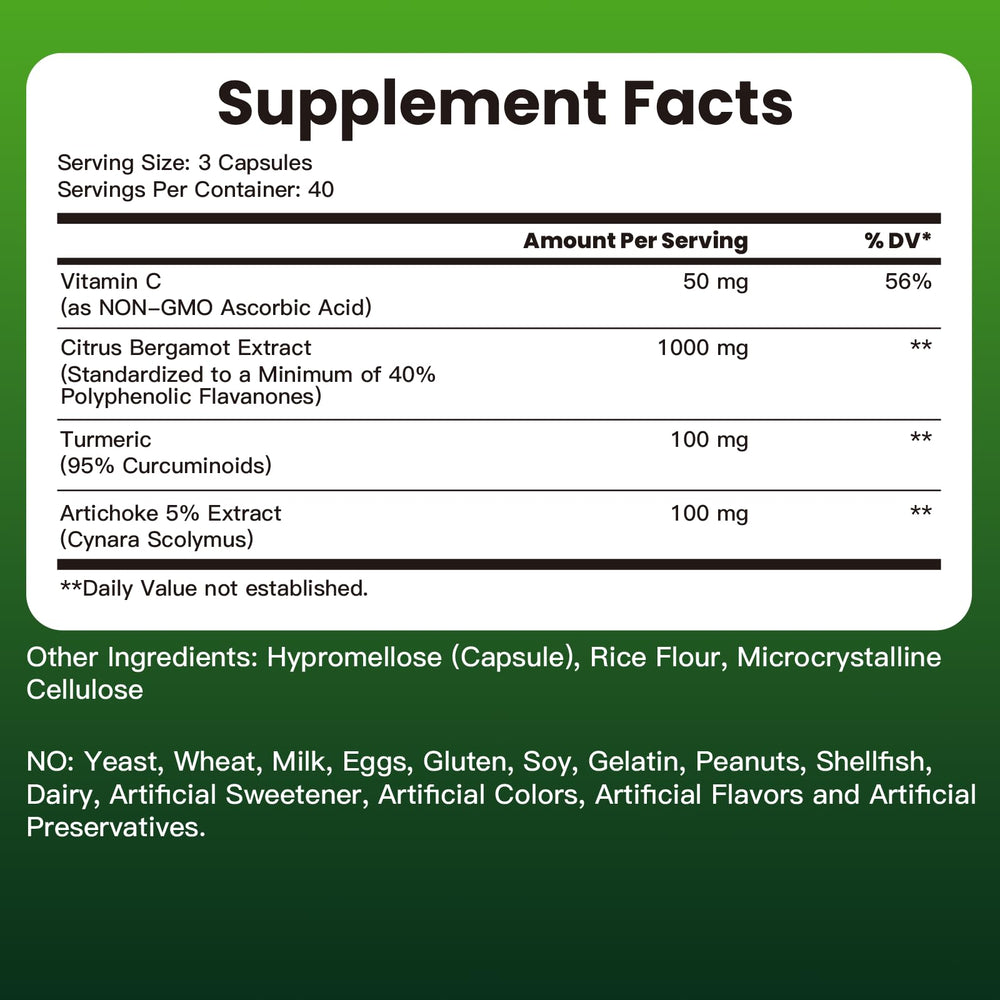 Third-party tested Citrus Bergamot 1000mg supplement purity and potency