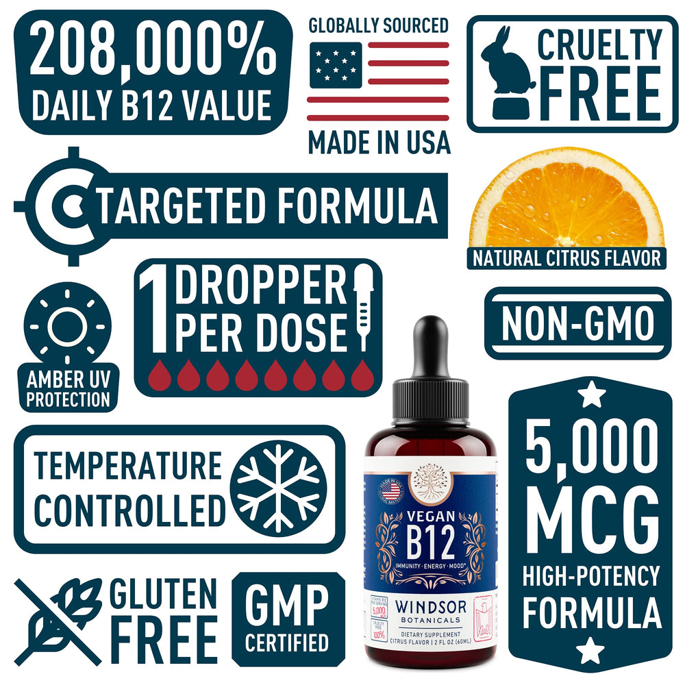 Citrus-flavored B12 drops under the tongue