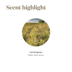 Citrus scent lemongrass oil bottle on white background