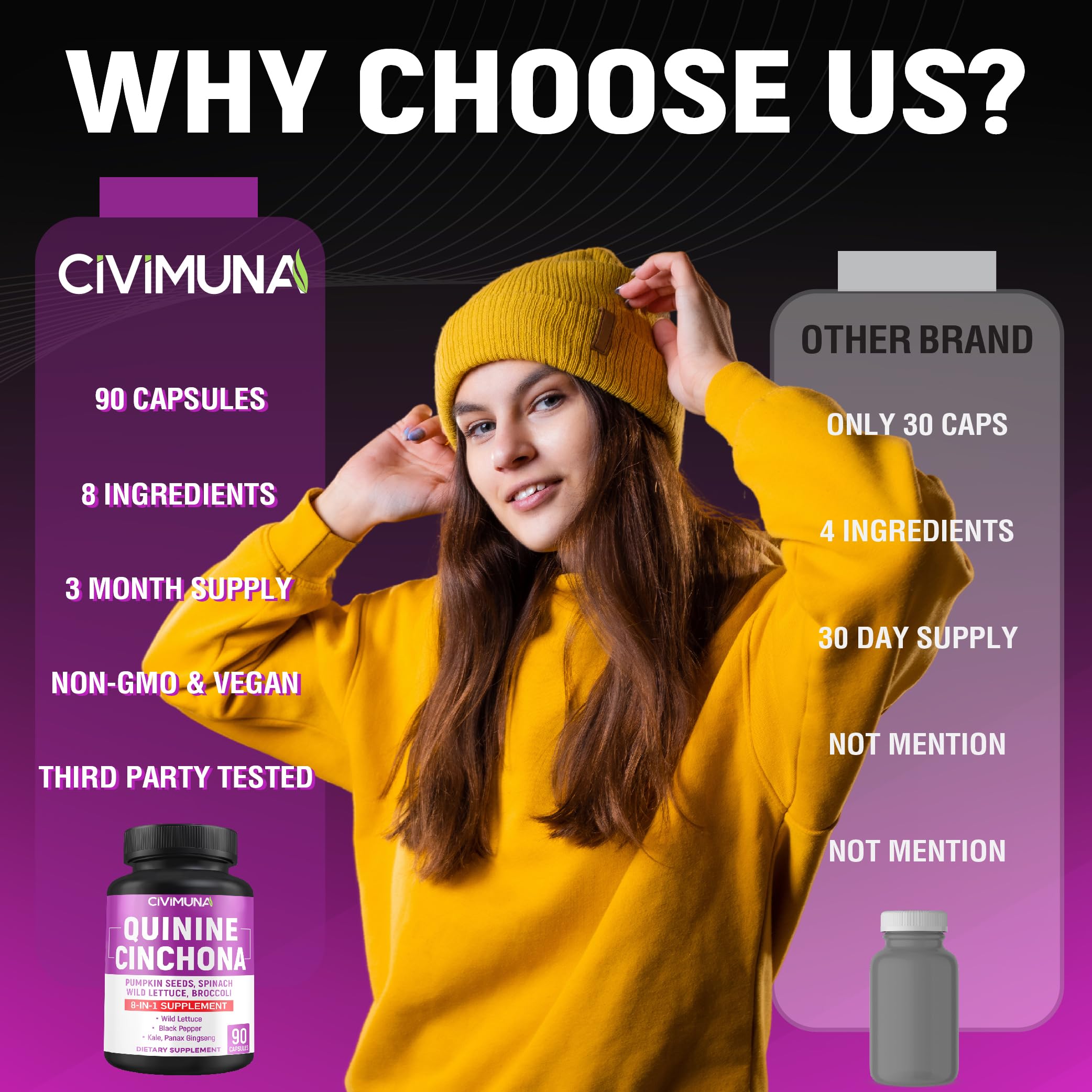 Side view of the CIVIMUNA bottle with label