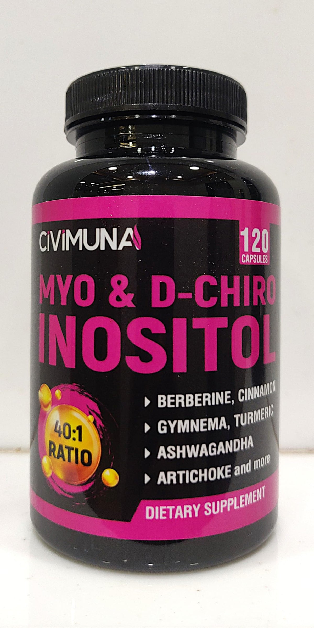 CIVIMUNA Inositol supplement bottle with 120 capsules