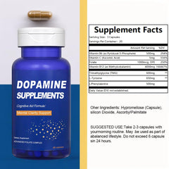 Dopamine Brain Food capsules arranged with a scoop