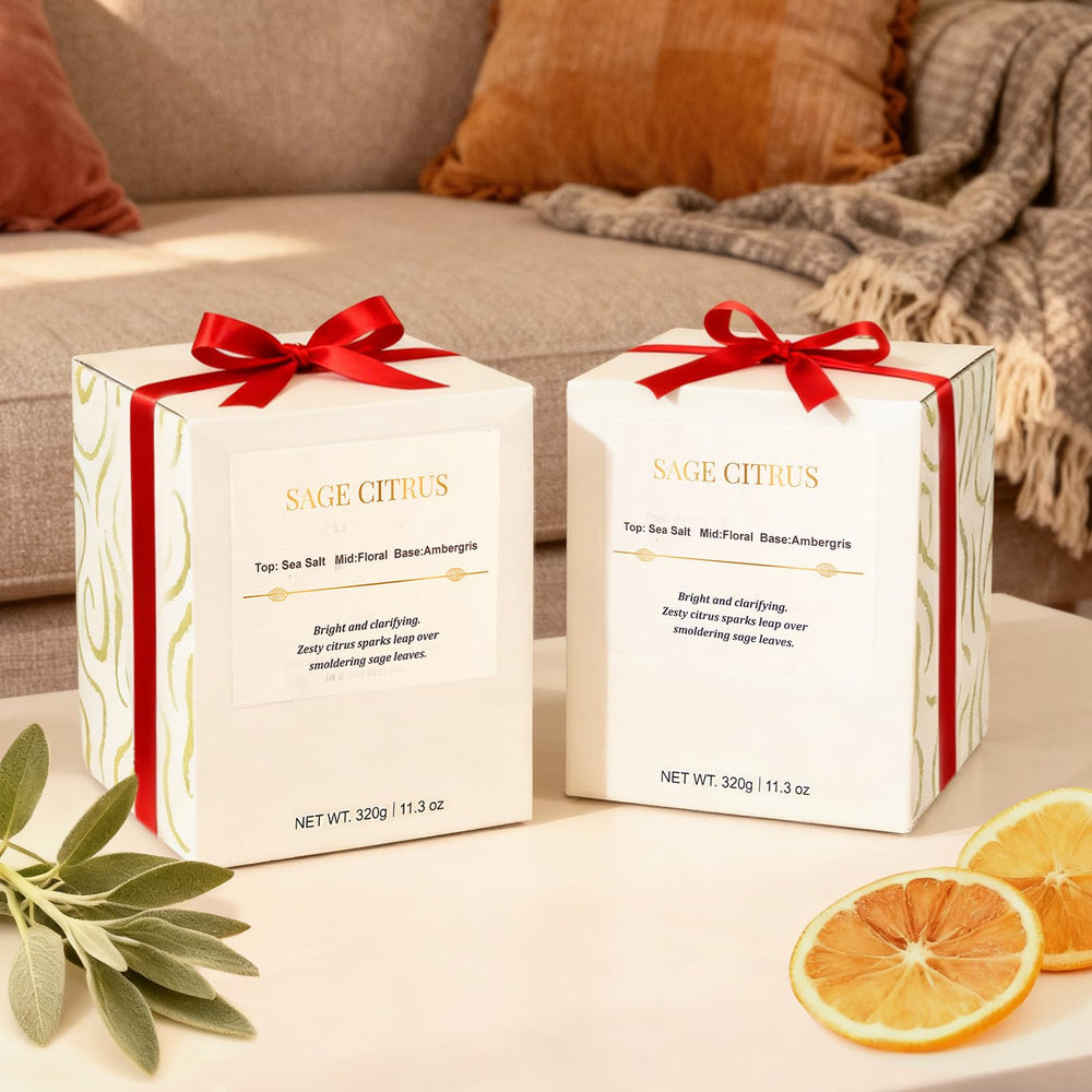 Gift-ready CJVIUS 2 pack candle packaging