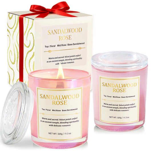 CJVIUS Sandalwood Rose candle with wood wick