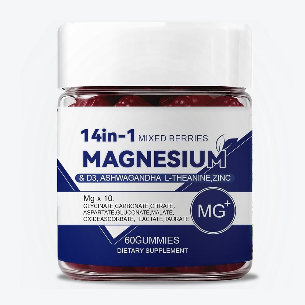 CKPCKP 14-in-1 Magnesium Gummies with Ashwagandha and L-Theanine – 60 Count