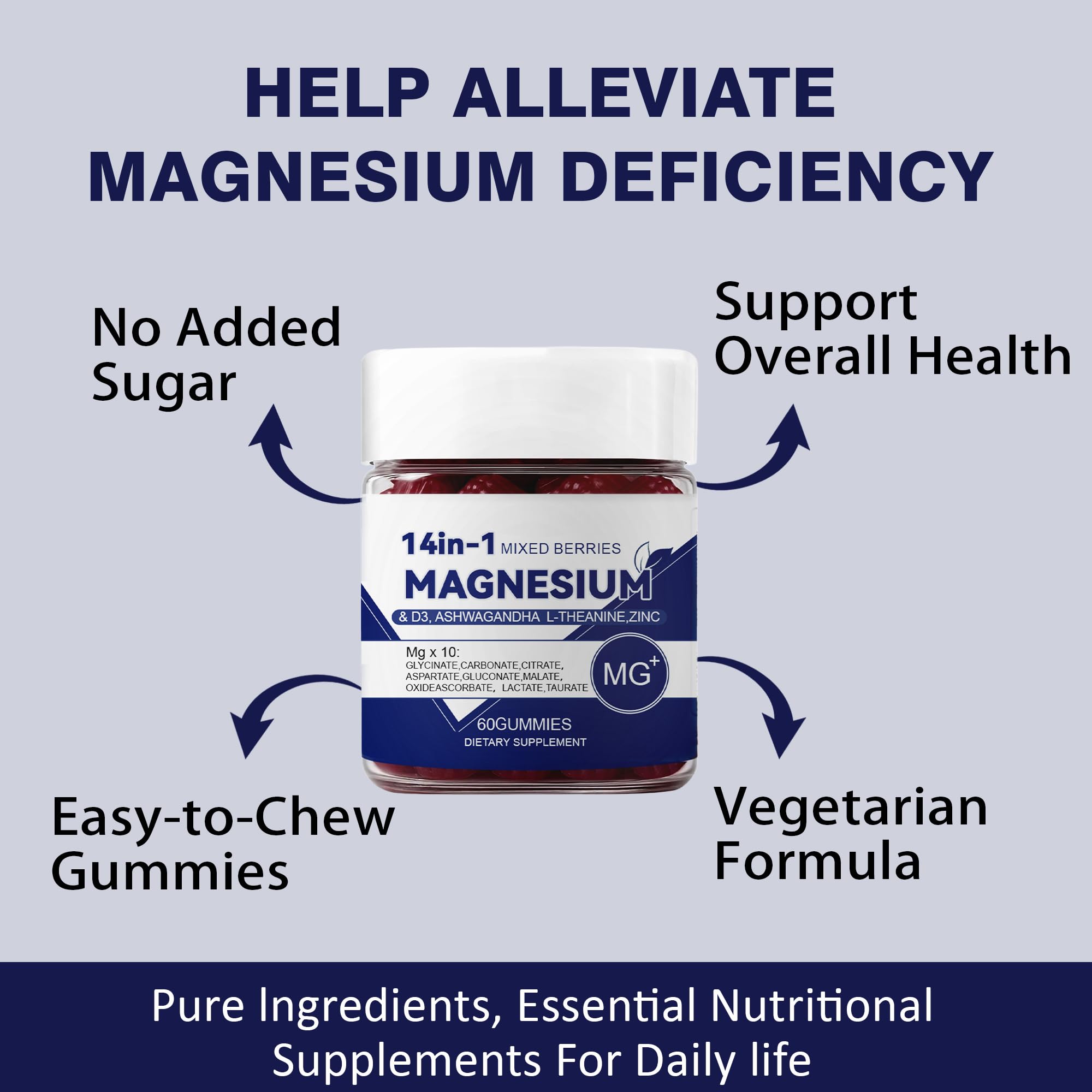 Gummies featuring magnesium glycinate, ashwagandha, and L-Theanine