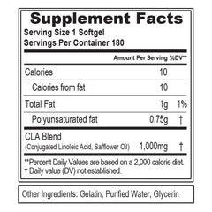 CLA 1000mg pills bottle back label