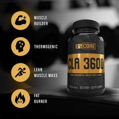 Close-up of CLA label showing 3,600 mg per serving