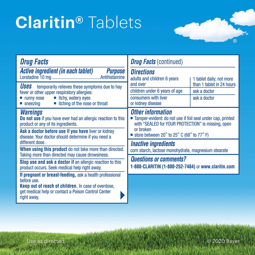 Claritin 45-count bottle provides a full month of coverage.