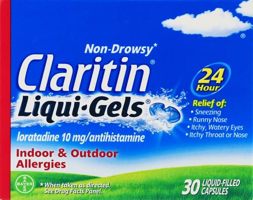Claritin LiquiGels bottle cap highlights easy-seal for on-the-go use.
