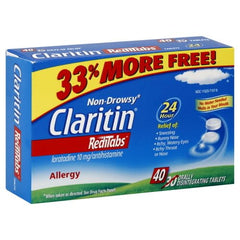 Close-up of Claritin RediTabs tablets dissolving in mouth for quick non-drowsy relief