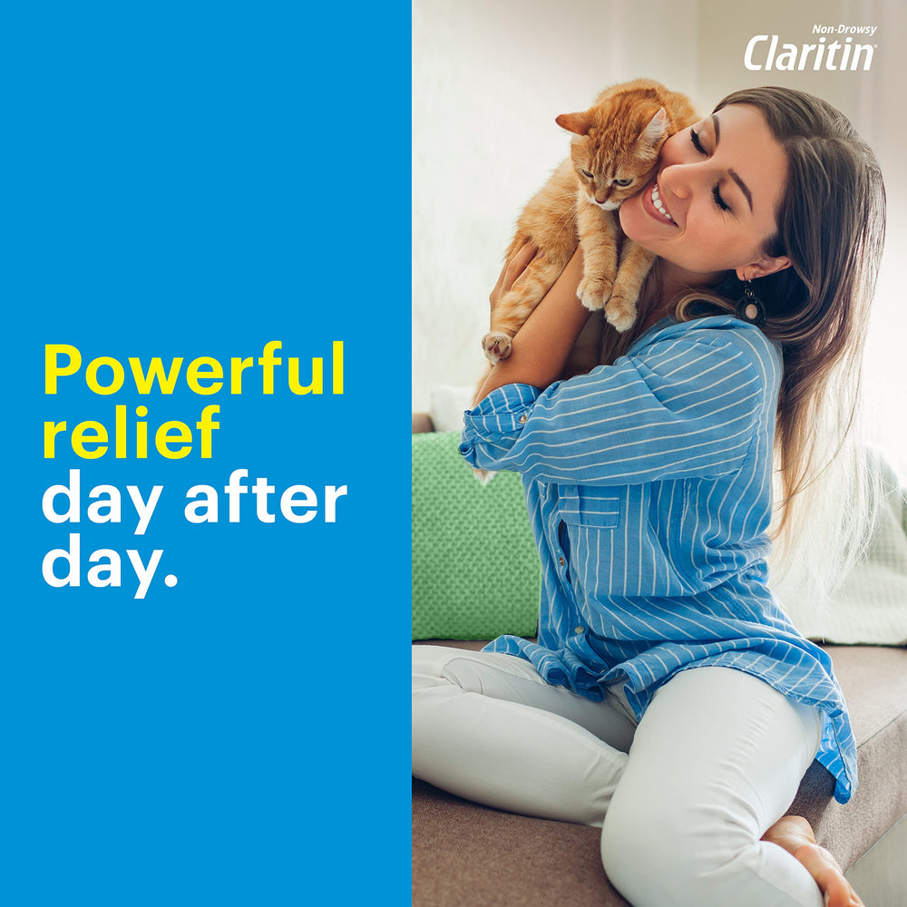 Claritin relieves sneezing, runny nose, and itchy eyes.