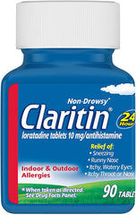 Claritin tablets close-up demonstrates easy-to-take format for relief indoors or outdoors.