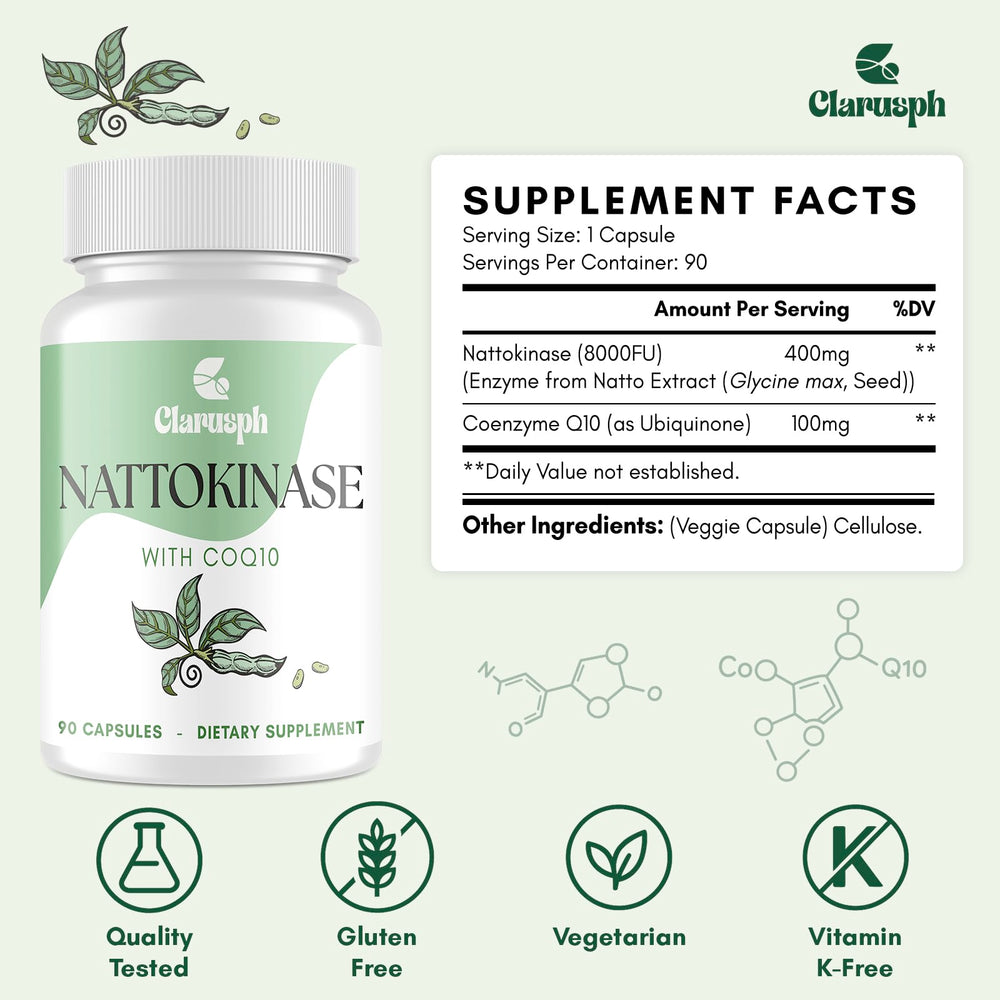 Nattokinase 8000 FU with CoQ10 100 mg per capsule