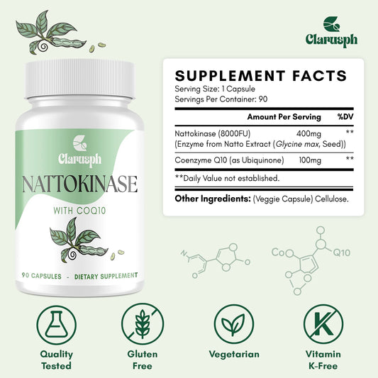 Nattokinase 8000 FU with CoQ10 100 mg per capsule