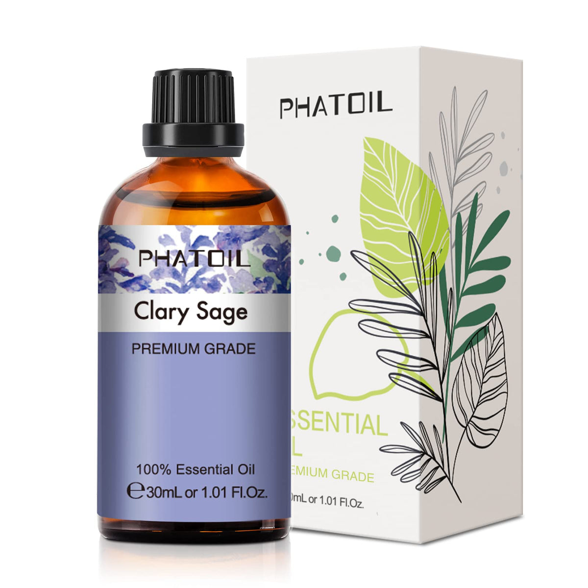 Clary Sage Essential Oil in a 30ml amber bottle