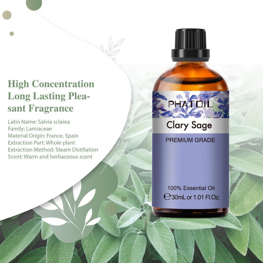 Dropper-cap bottle of Clary Sage essential oil