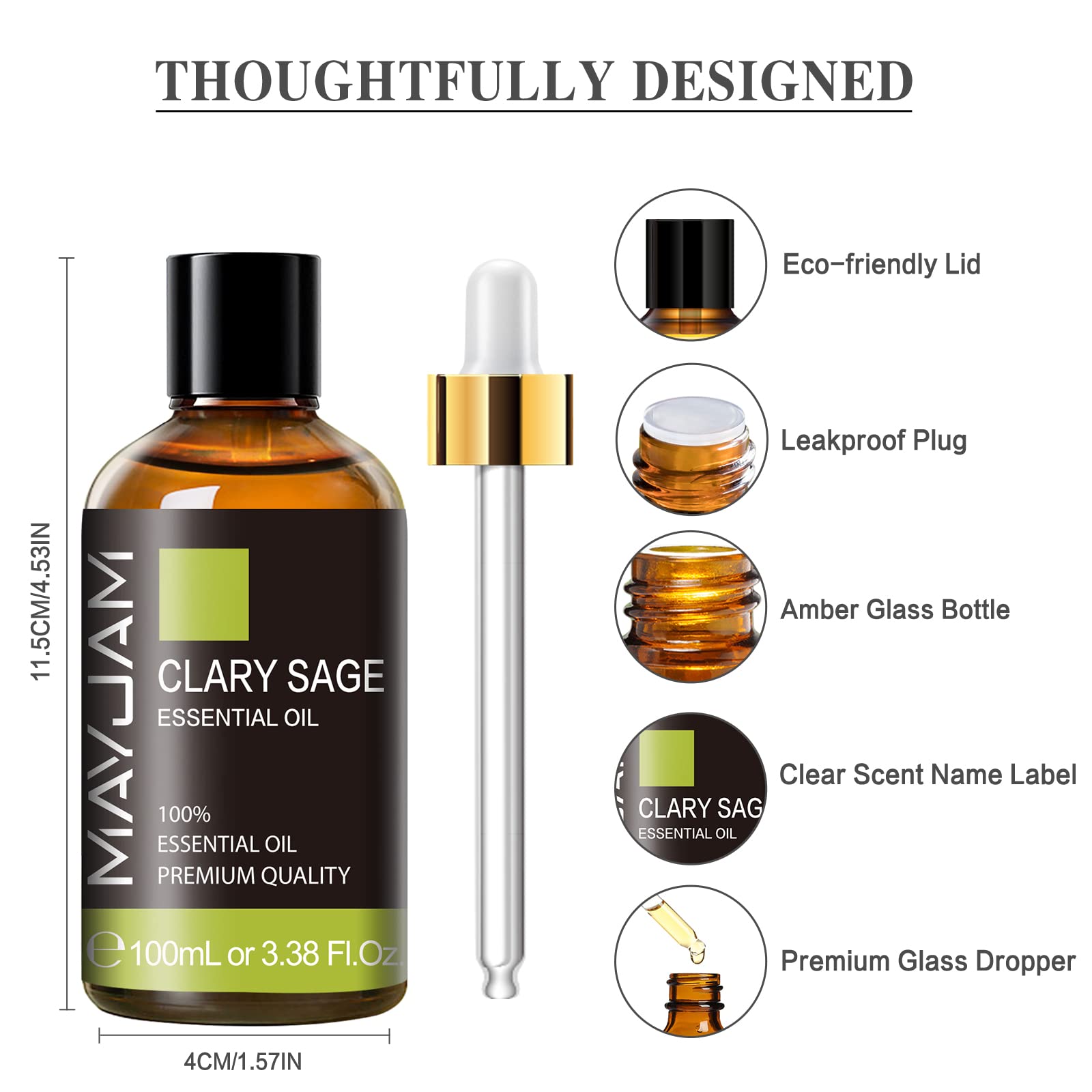 Dropper close-up showcasing precise dosing for Clary Sage oil