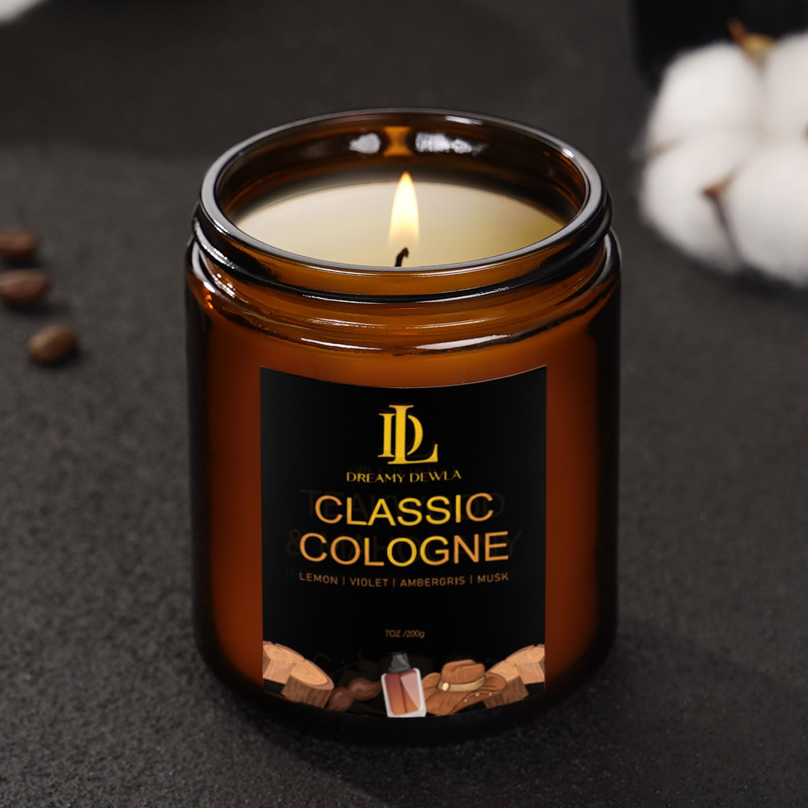 Candle lit in a modern living room setting to elevate ambiance