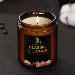Candle lit in a modern living room setting to elevate ambiance