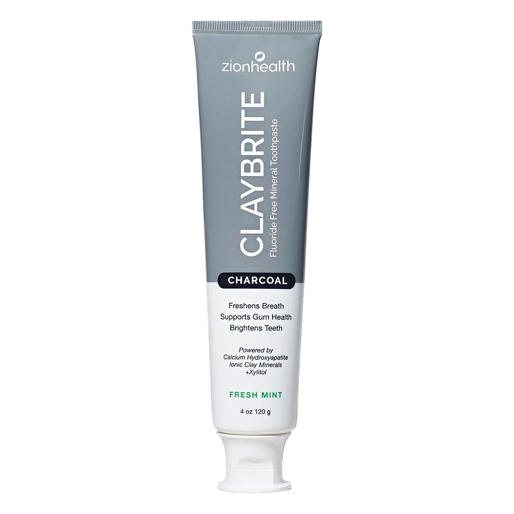 ClayBrite Activated Charcoal Toothpaste Zion Health 4 oz front view