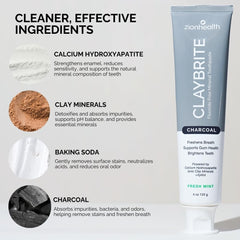 Ingredients list for Zion Health ClayBrite toothpaste