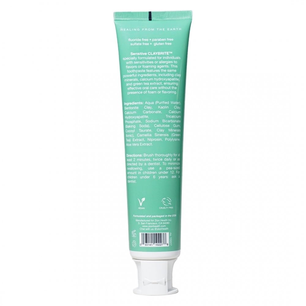 ClayBrite Sensitive toothpaste back label