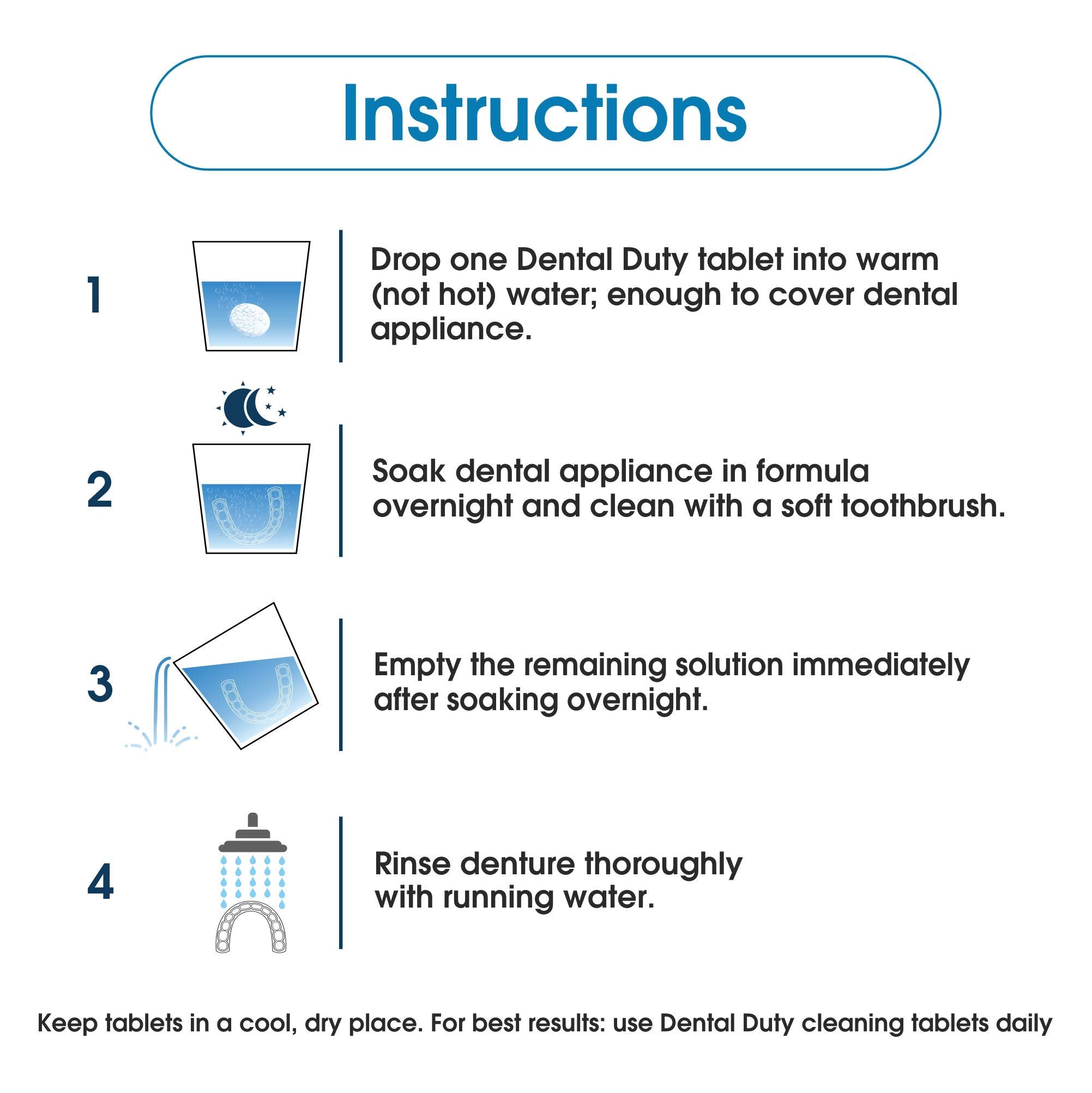 Clean countertop with cleaning tablets and dental appliances