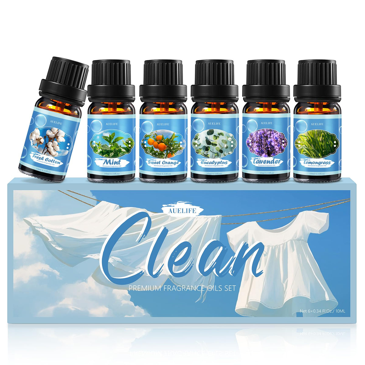 Lavender essential oil bottle from six-pack set