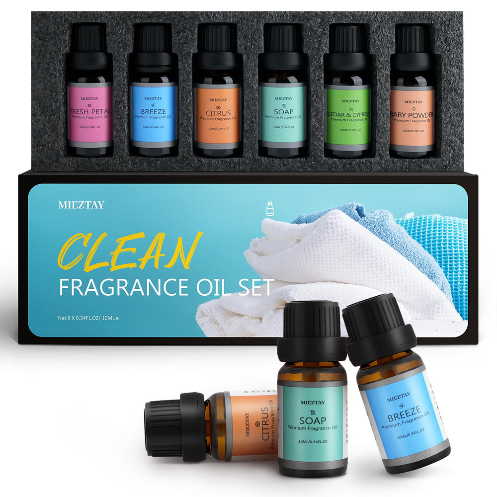 Display of six 10ml fragrance oils for diffuser, candle and soap making