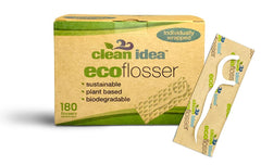 EcoFlossers 180ct individually wrapped floss picks on a clean background
